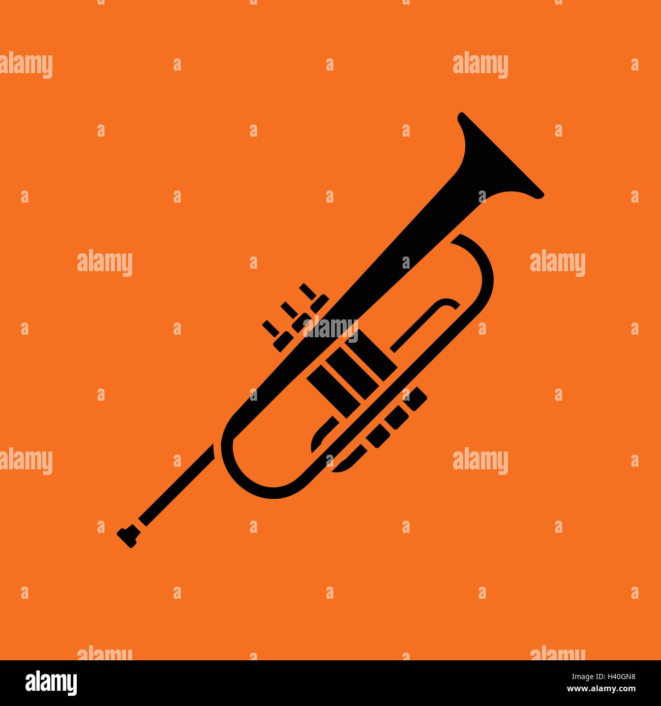 Horn icon. Orange background with black. Vector illustration. Stock Vector