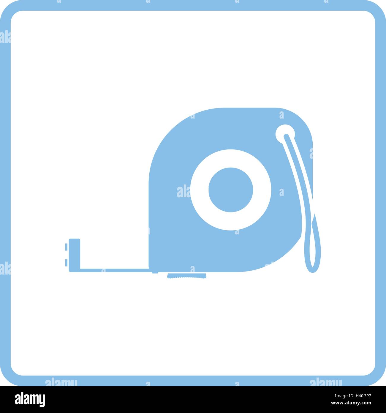 Icon of constriction tape measure. Blue frame design. Vector illustration. Stock Vector