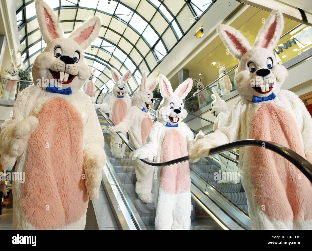 Department store, escalators, Easter bunnies Easter, Easter feast