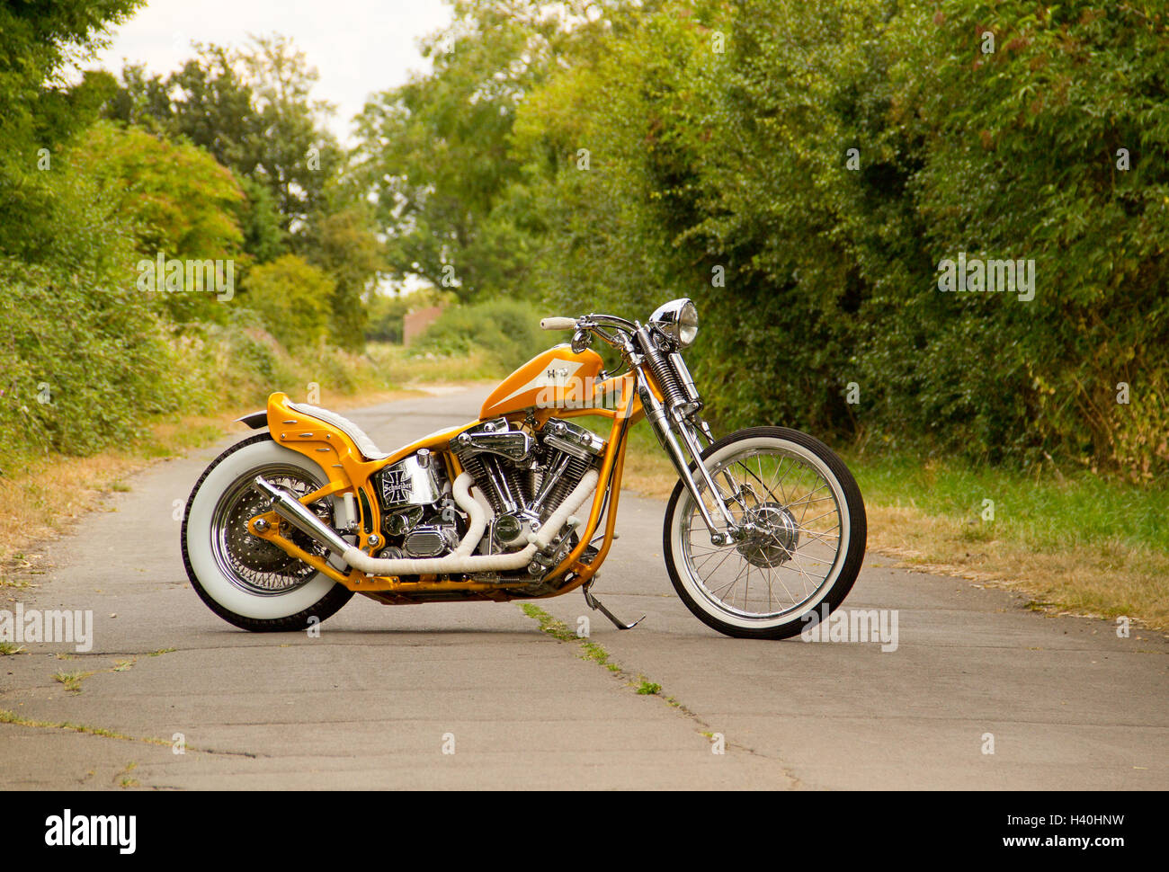 Gold Harley bobber Stock Photo
