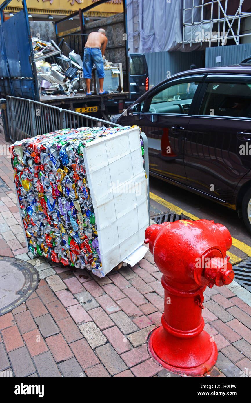 recycling paper in street Hong Kong island China Stock Photo Alamy