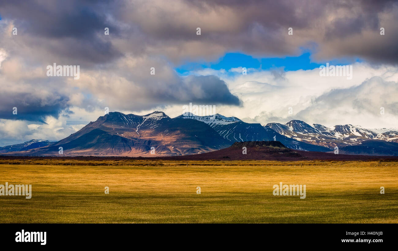 Iceland landscape mountains and vulcano. Stock Photo