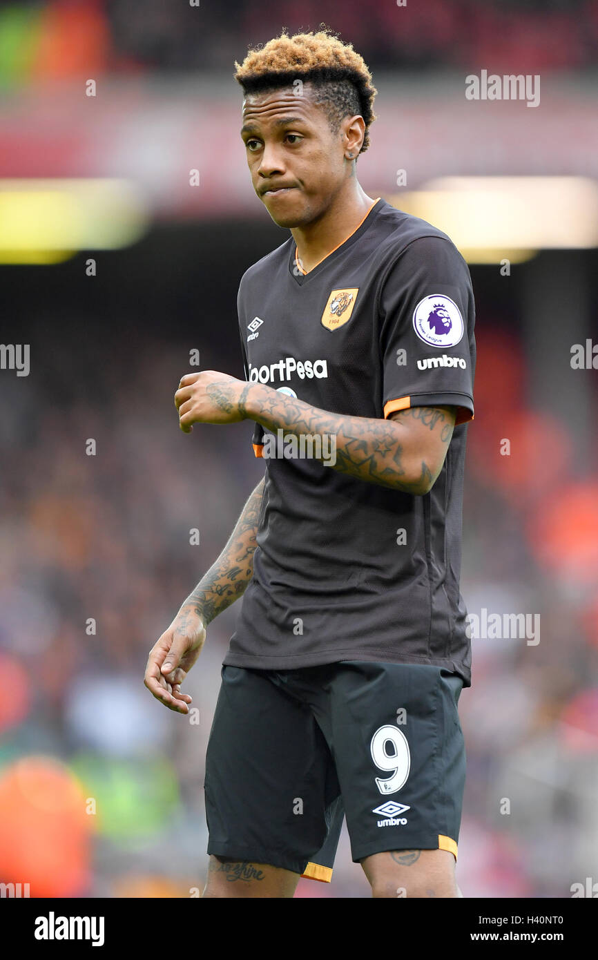Hull City's Abel Hernandez during the Premier League match at Anfield, Liverpool. PRESS ASSOCIATION Photo. Picture date: Saturday September 24, 2016. See PA story SOCCER Liverpool. Photo credit should read: Dave Howarth/PA Wire. RESTRICTIONS: No use with unauthorised audio, video, data, fixture lists, club/league logos or 'live' services. Online in-match use limited to 75 images, no video emulation. No use in betting, games or single club/league/player publications. Stock Photo