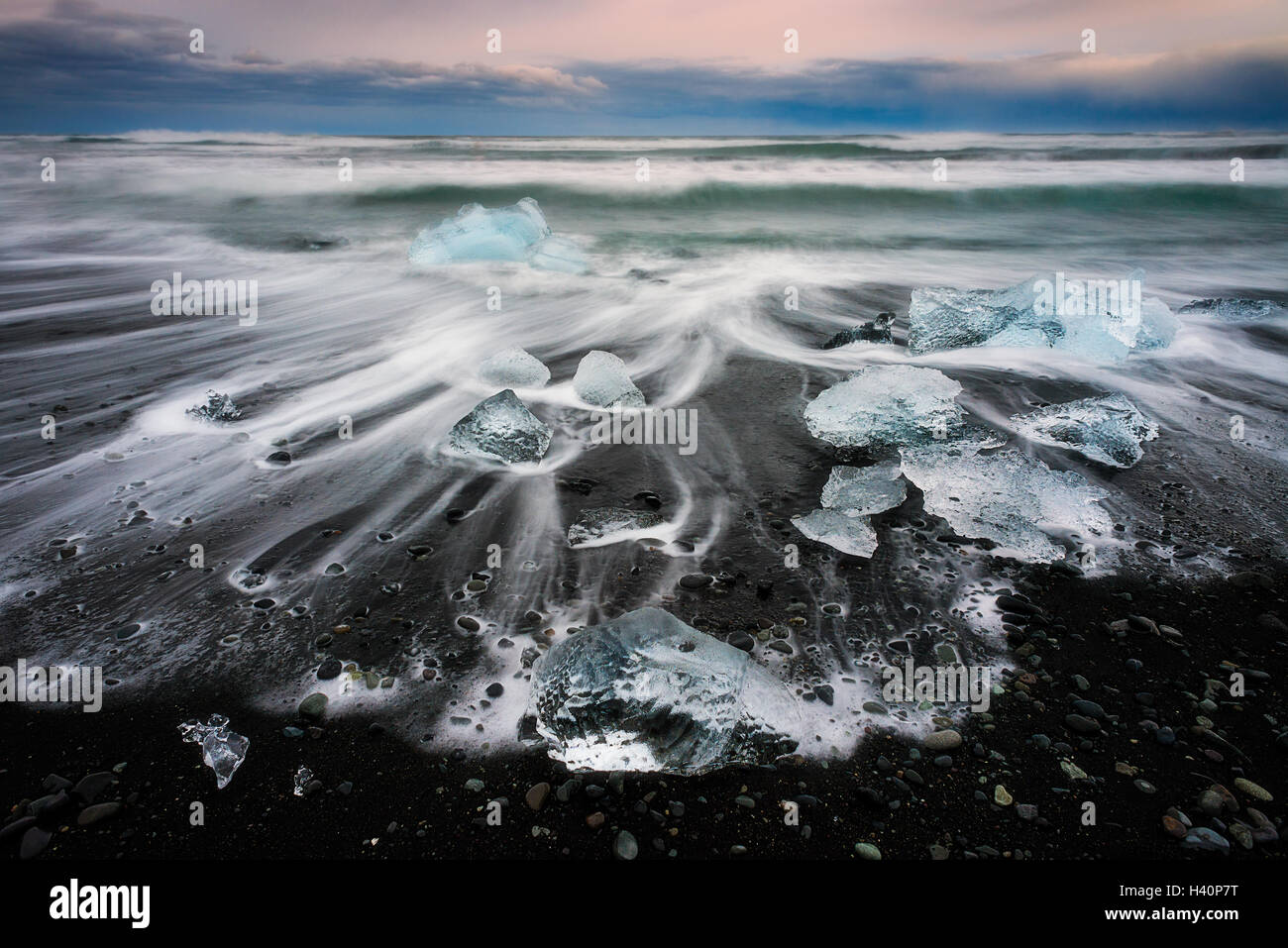 Jokulsarlon ice beach in Iceand Stock Photo