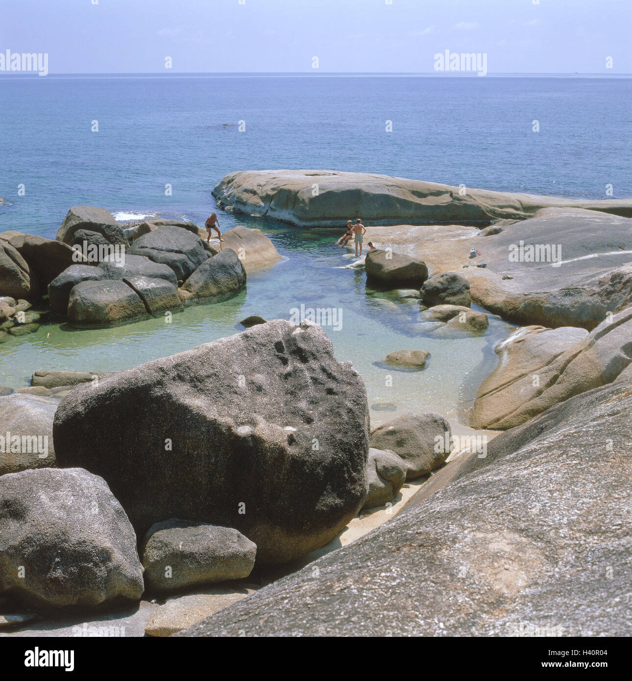 Thailand, Ko Samui, Lamai, bile coast, bile formations 'There Ta', 'Hin Yai', bathers, Asia, South-East Asia, island, coast, sea, rock, 'grandmother', 'grandfather', bath bay, water, tourist, refreshment, cooling, bath pass, beach holiday, summer vacation, destination, tourism Stock Photo