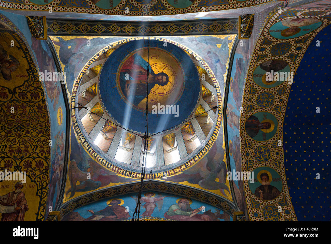 Light beams in the Sioni Church in Tbilisi, Georgia, Southern Caucasus. Stock Photo