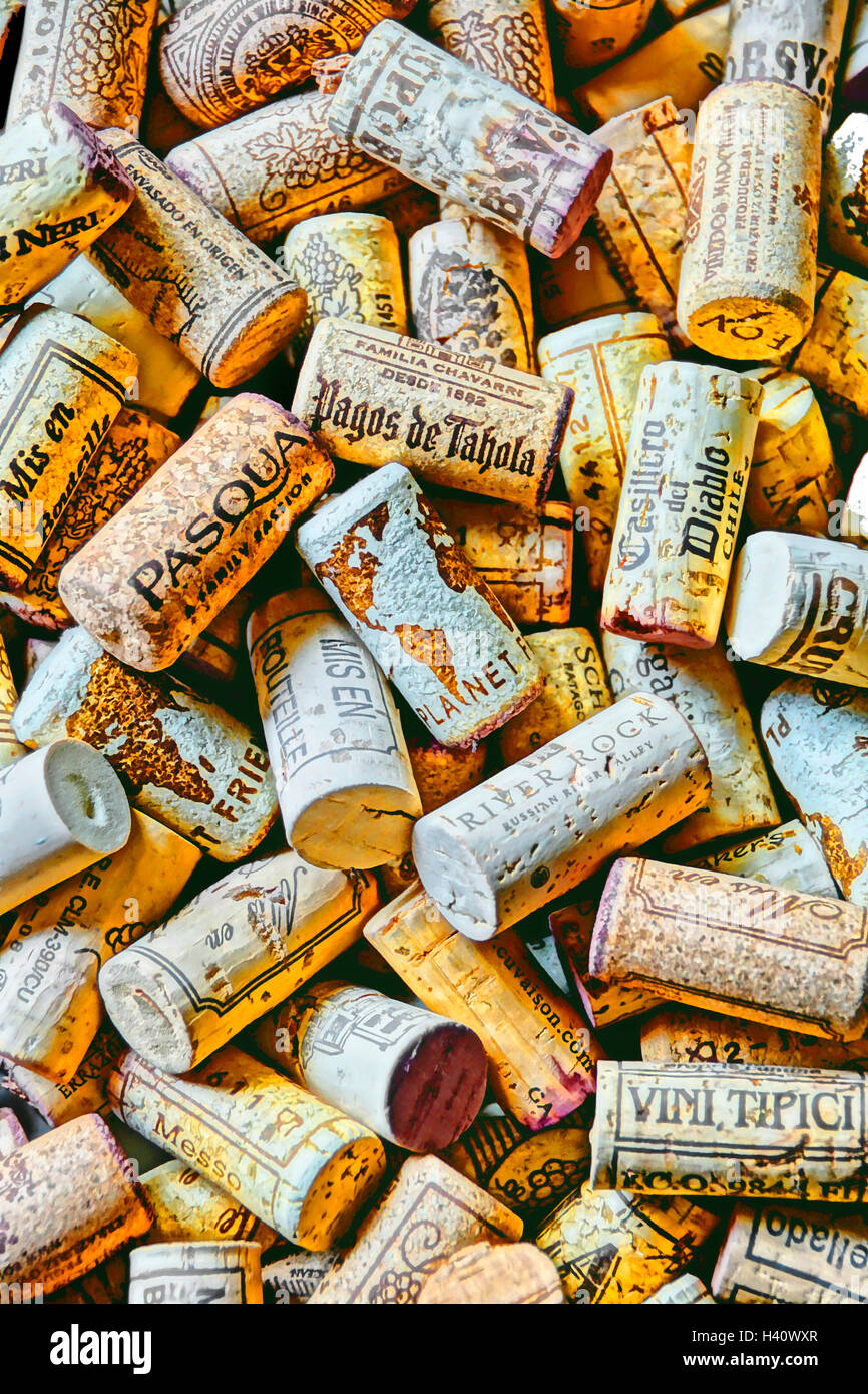 Corks of world's wines Stock Photo
