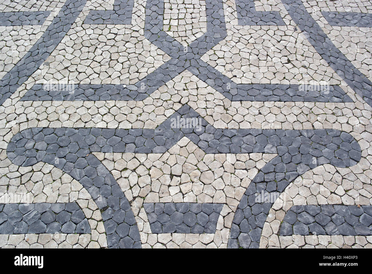 Detail of the typical portuguese pavement, the calçada portuguesa Stock Photo