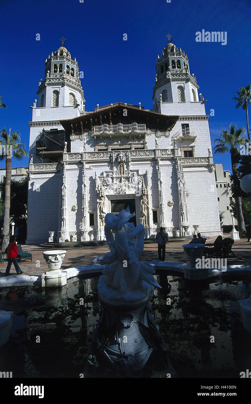 The USA, California, San Simeon, Hearst Castle, well, outside, America, lock, play water, visitor, tourist, place of interest, architecture, architecture, structure Stock Photo