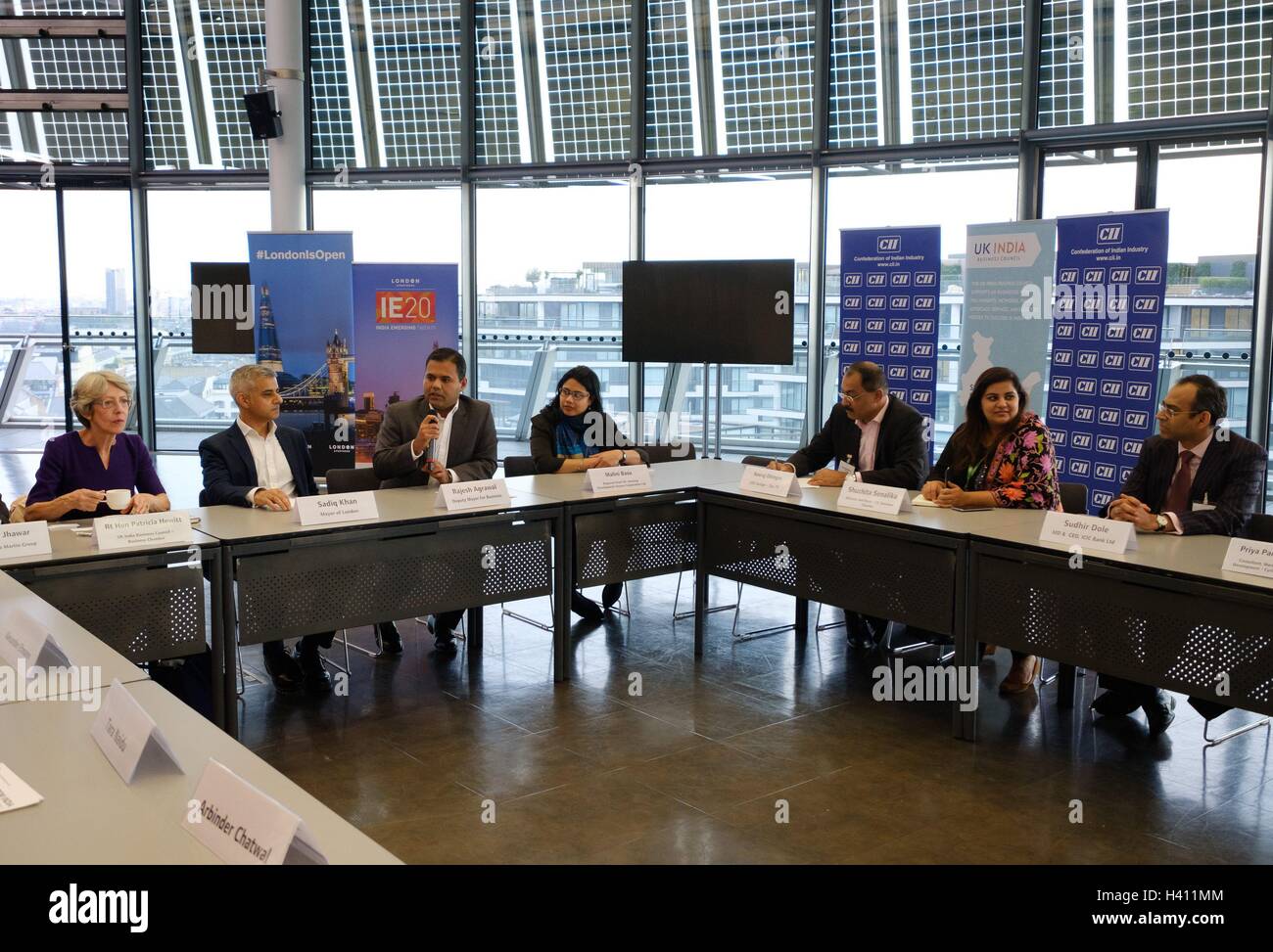 Mayor of London Sadiq Khan meets Indian business leaders at City Hall&Acirc;&nbsp;to discuss ways that London can expand their international relations following the European Union referendum result. Stock Photo