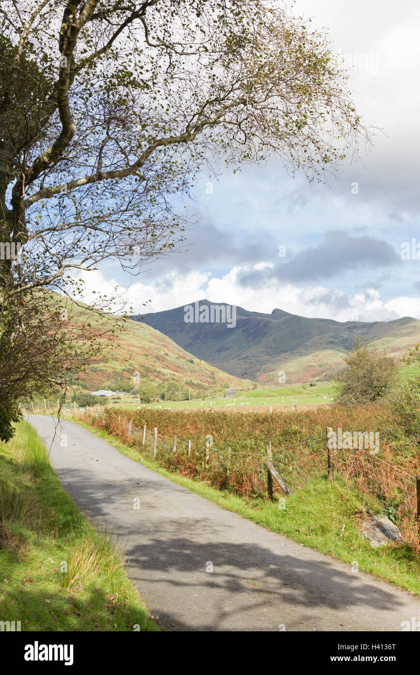 The head of Cwm Pennant valley and in the distance the Nantlle Ridge
