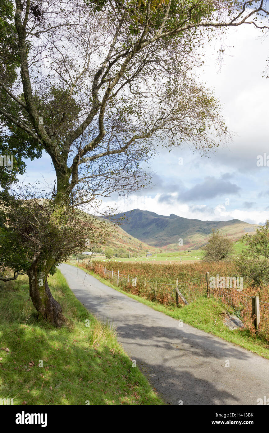 The head of Cwm Pennant valley and in the distance the Nantlle Ridge