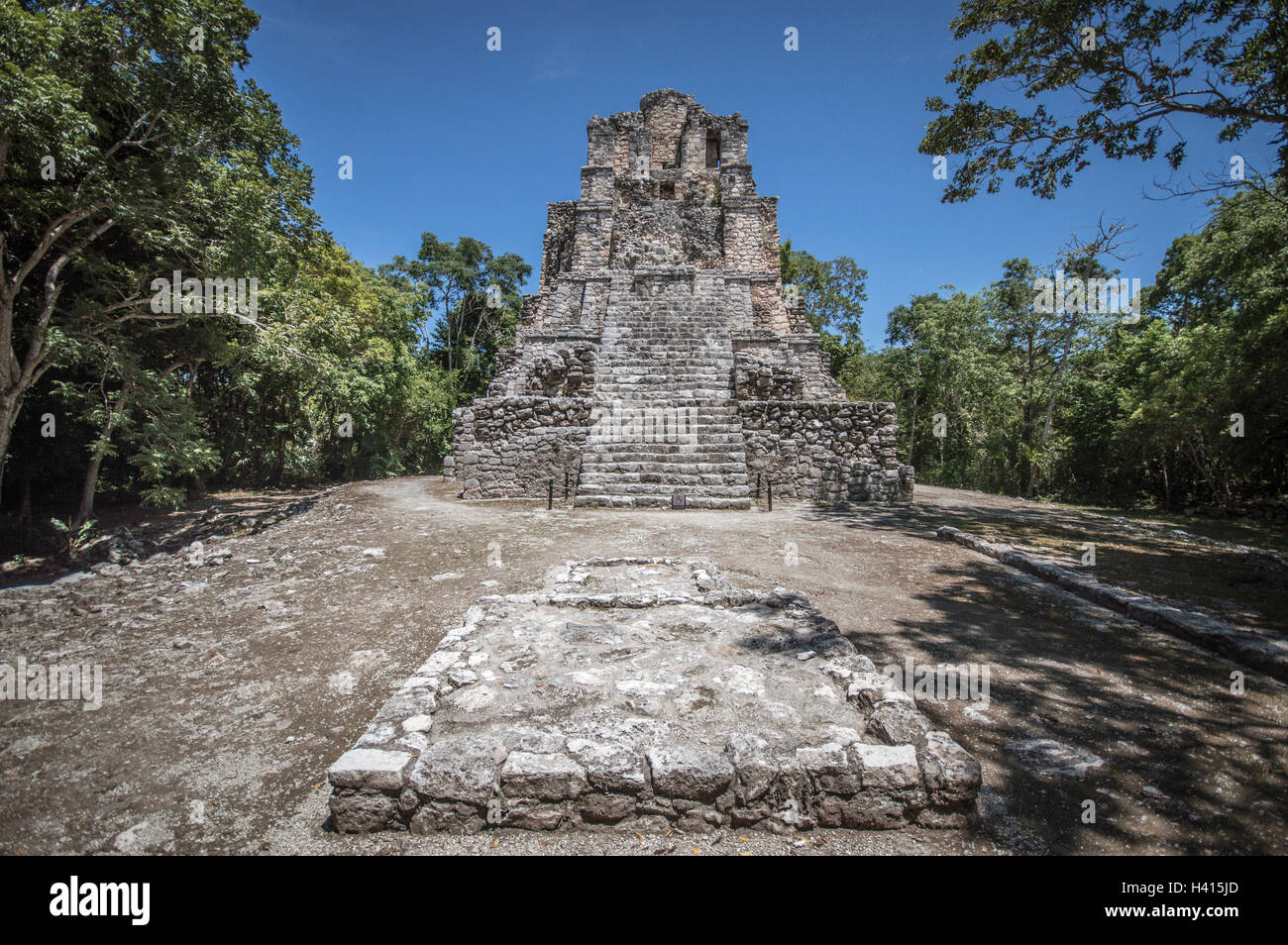 Principal pyramid in Muyil (Riviera Maya, Mexico) Stock Photo