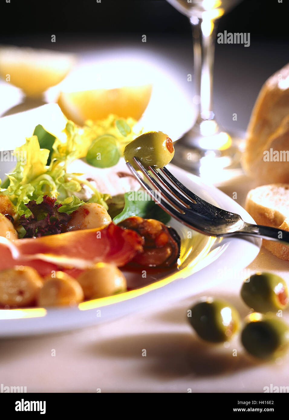 Hors-d'oeuvre plate, in Italian, merged, close up, Italy, Antipasti