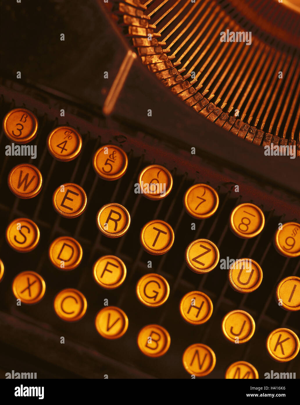 Typewriter, nostalgically, detail, keyboard, type bars, nostalgia, button field, touches