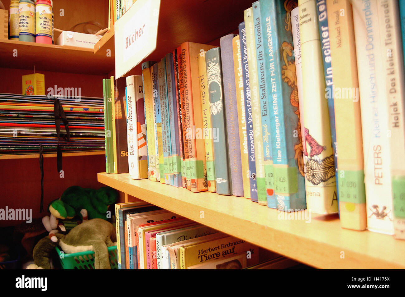 School, shelf, books, detail, bookshelf, children's books, elementary