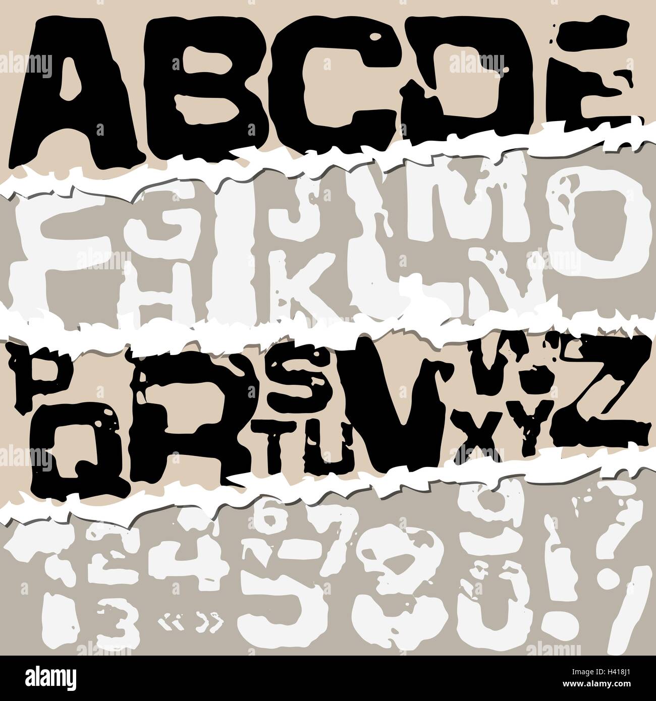 Vector illustration on paper background . Grunge stamp font Stock Vector