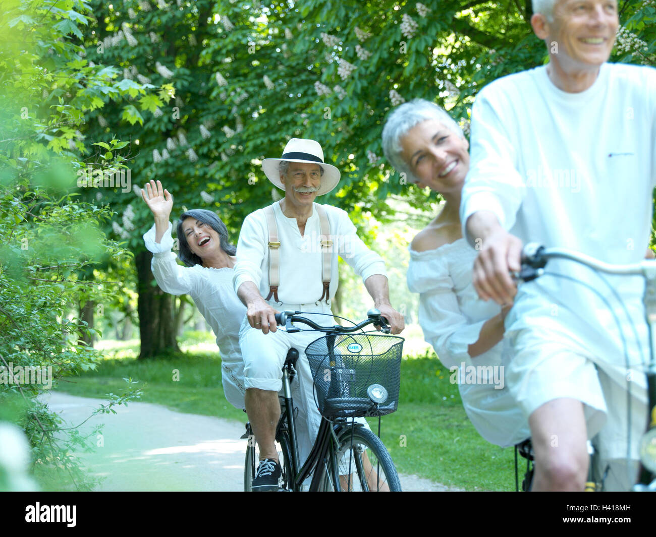 Senior couples, bicycle driving, happy, couples, senior citizens