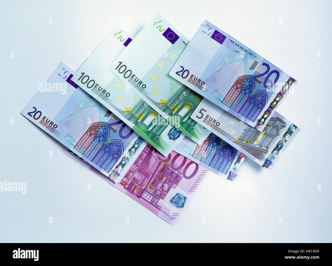 Euro, bank notes, differently, Still life, product photography, studio ...
