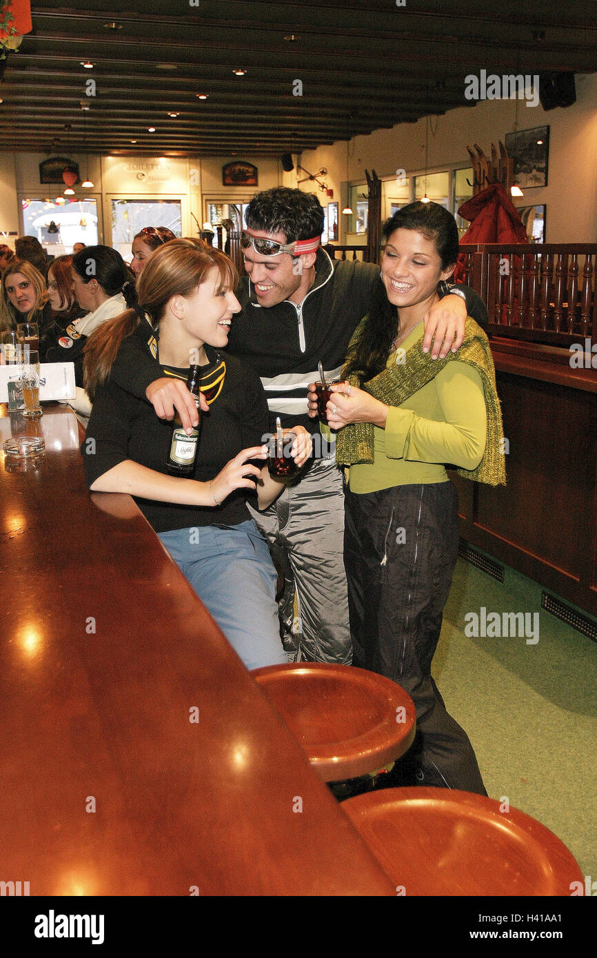 Skiing Area Mountain Inn Bar Apres Ski Women Man Melted Happy Stock Photo Alamy