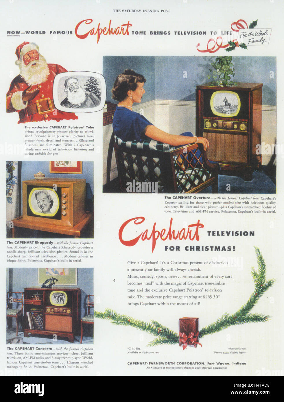 CAPEHART TELEVISION advert in December 1949. The Amnerican company made TVs from 1947 to 1965