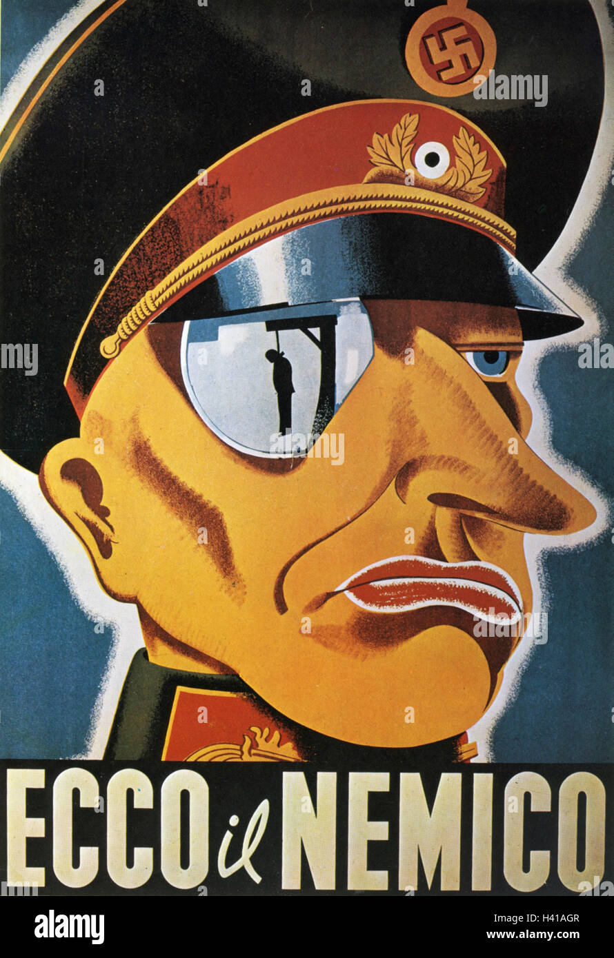 ECCO IL NEMICO (This is the Enemy) Italian anti-facist poster about 1942 Stock Photo