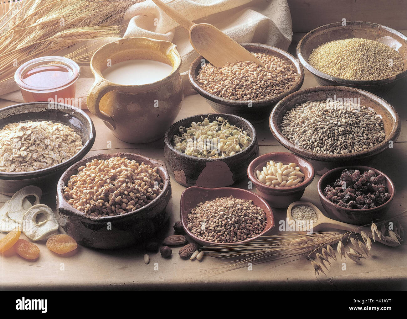 Malk Rungsaz , Still life, breakfast cereals, Still life, bowl, peels, jug, lacteal ...