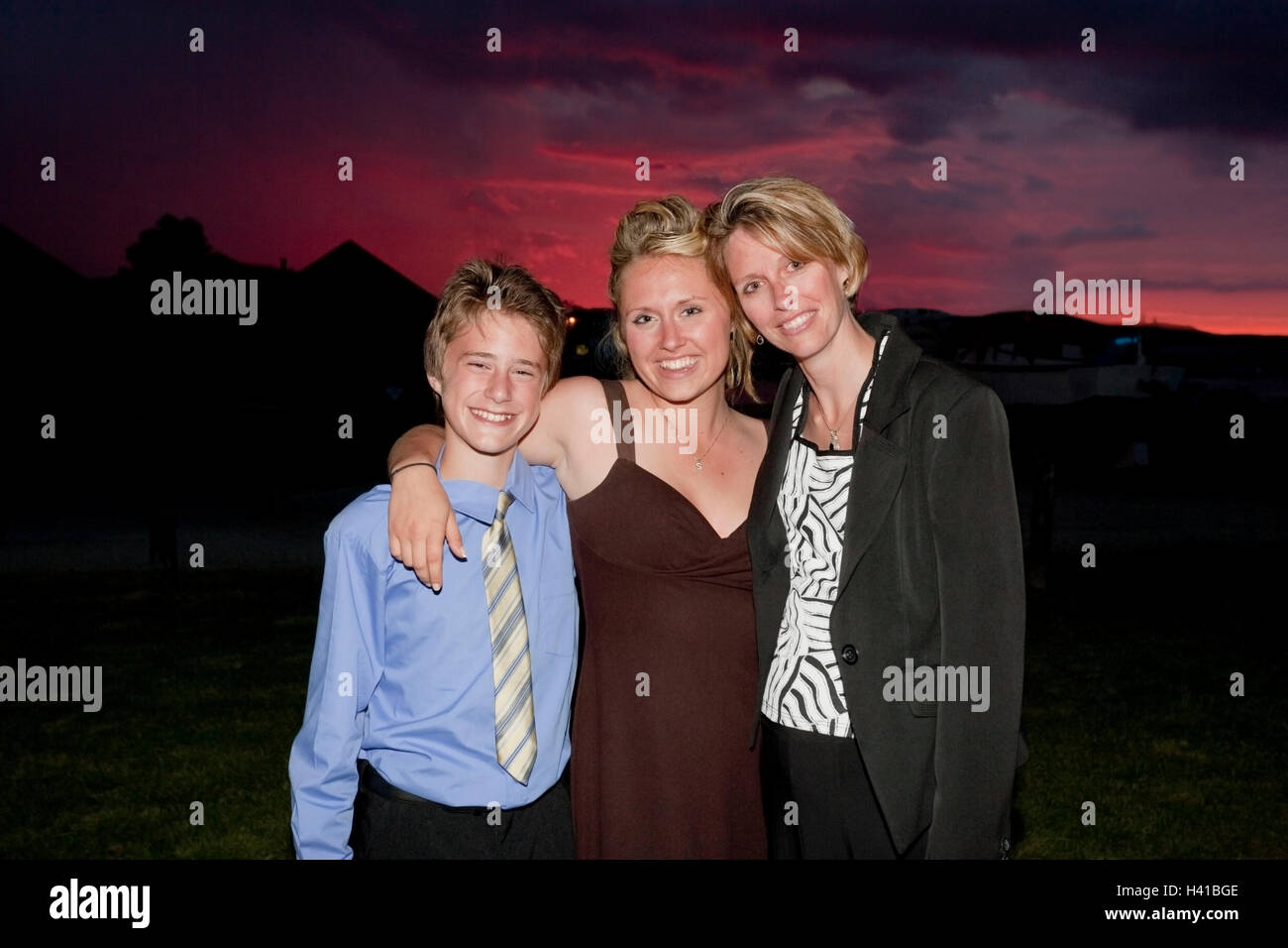 single mother with two children Stock Photo