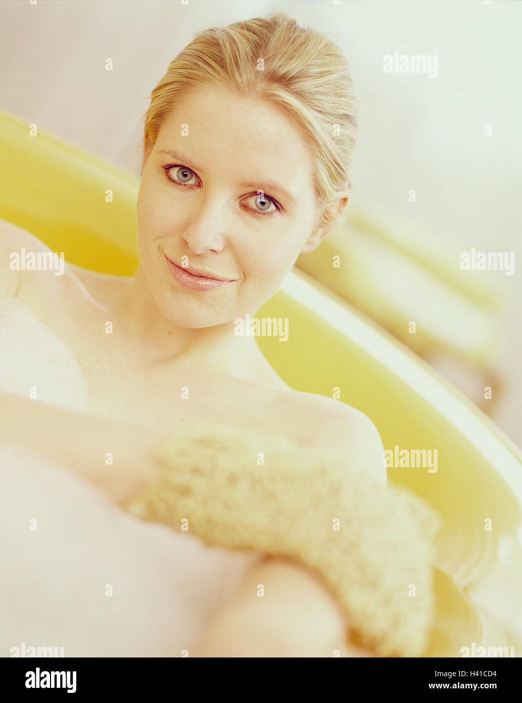 Bath, woman, massage glove, inside, bath, bubble bath, personal care