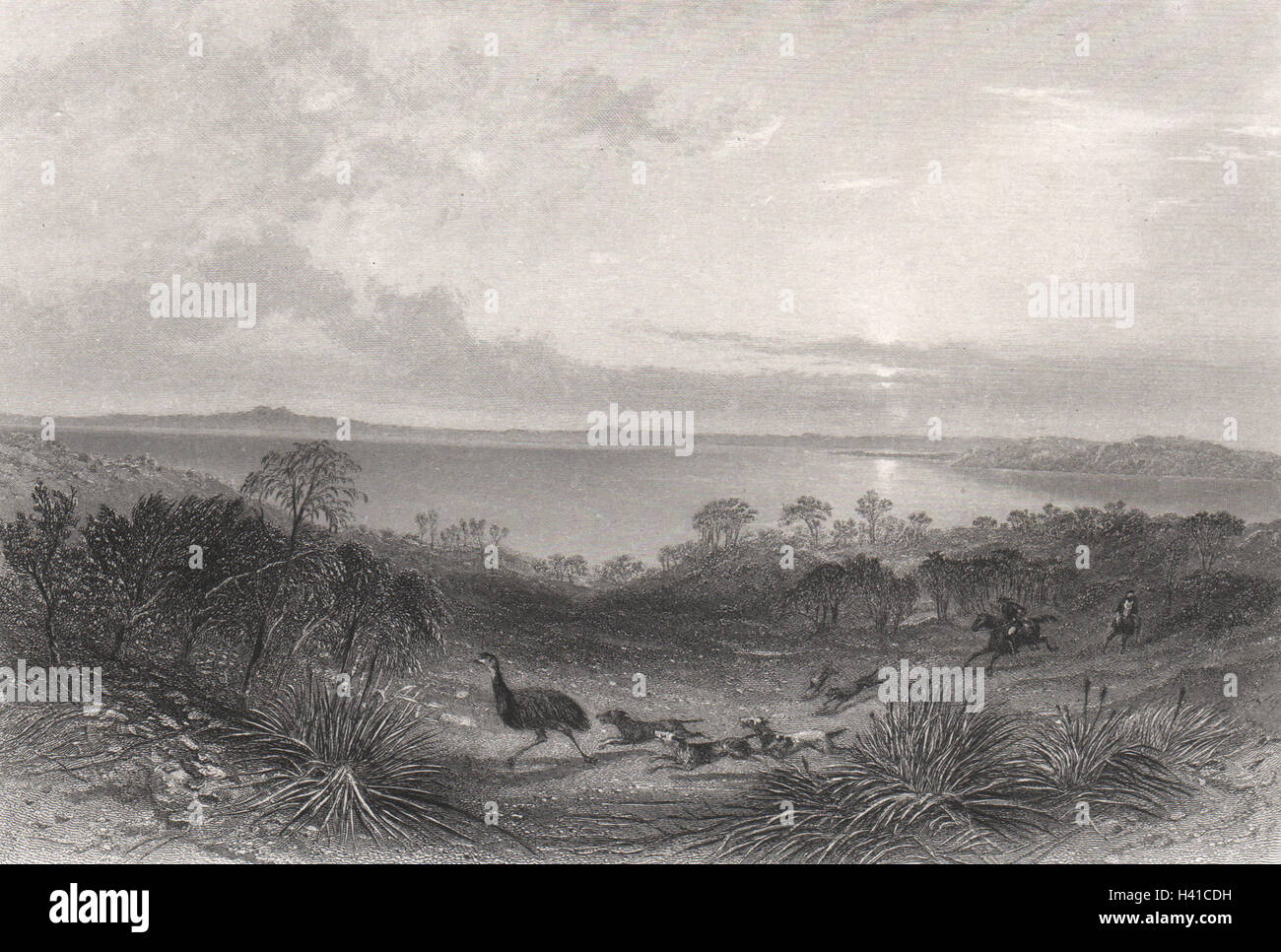 'Lake Albert', by Edwin Carton BOOTH / John Skinner PROUT. South Australia c1874 Stock Photo