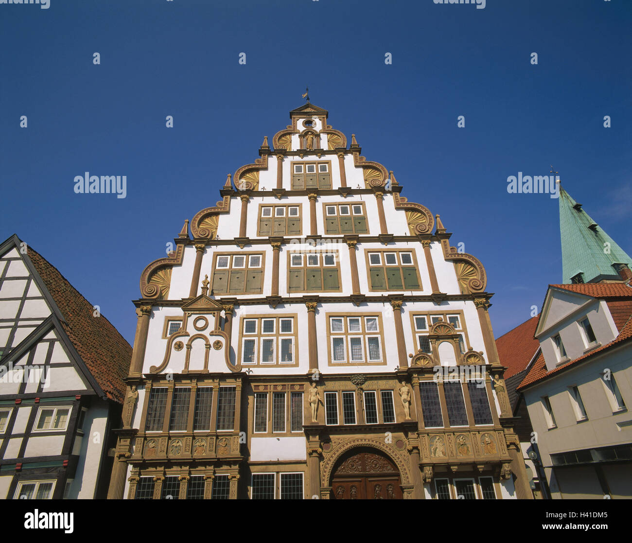 Germany, North Rhine-Westphalia, Lemgo, witch's mayor's house, Europe, street the Weser Renaissance, dysentery area, east Westphalian's lip, Hanseatic town, urban museum, town house, house facade, facade, in 1571, Weser Renaissance, architecture, architectural style, place of interest, culture Stock Photo