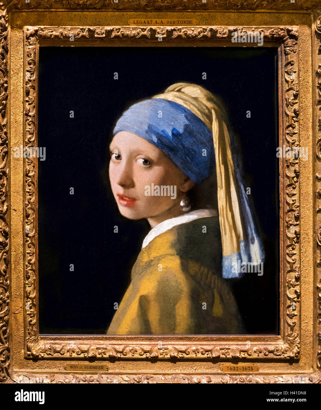 Girl with a Pearl Earring (Meisje met de parel) by Johannes Vermeer, oil on  canvas, c.1665 .On display in the Mauritshuis, The Hague, Netherlands Stock  Photo - Alamy