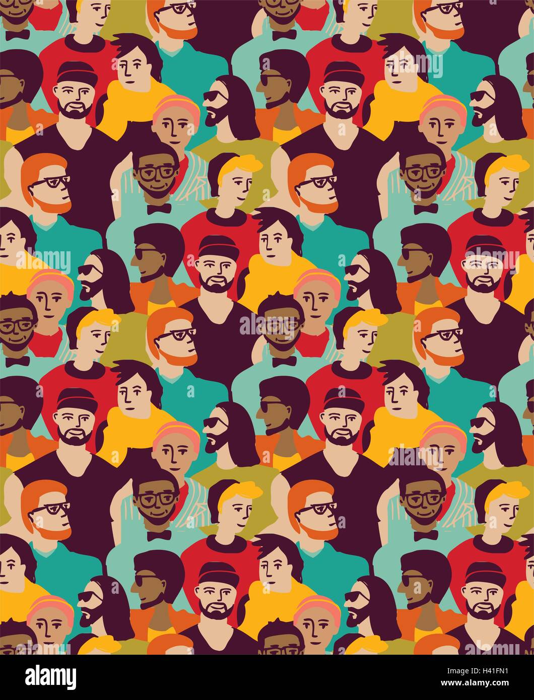 man-only-crowd-big-group-color-seamless-pattern-stock-vector-image-art-alamy