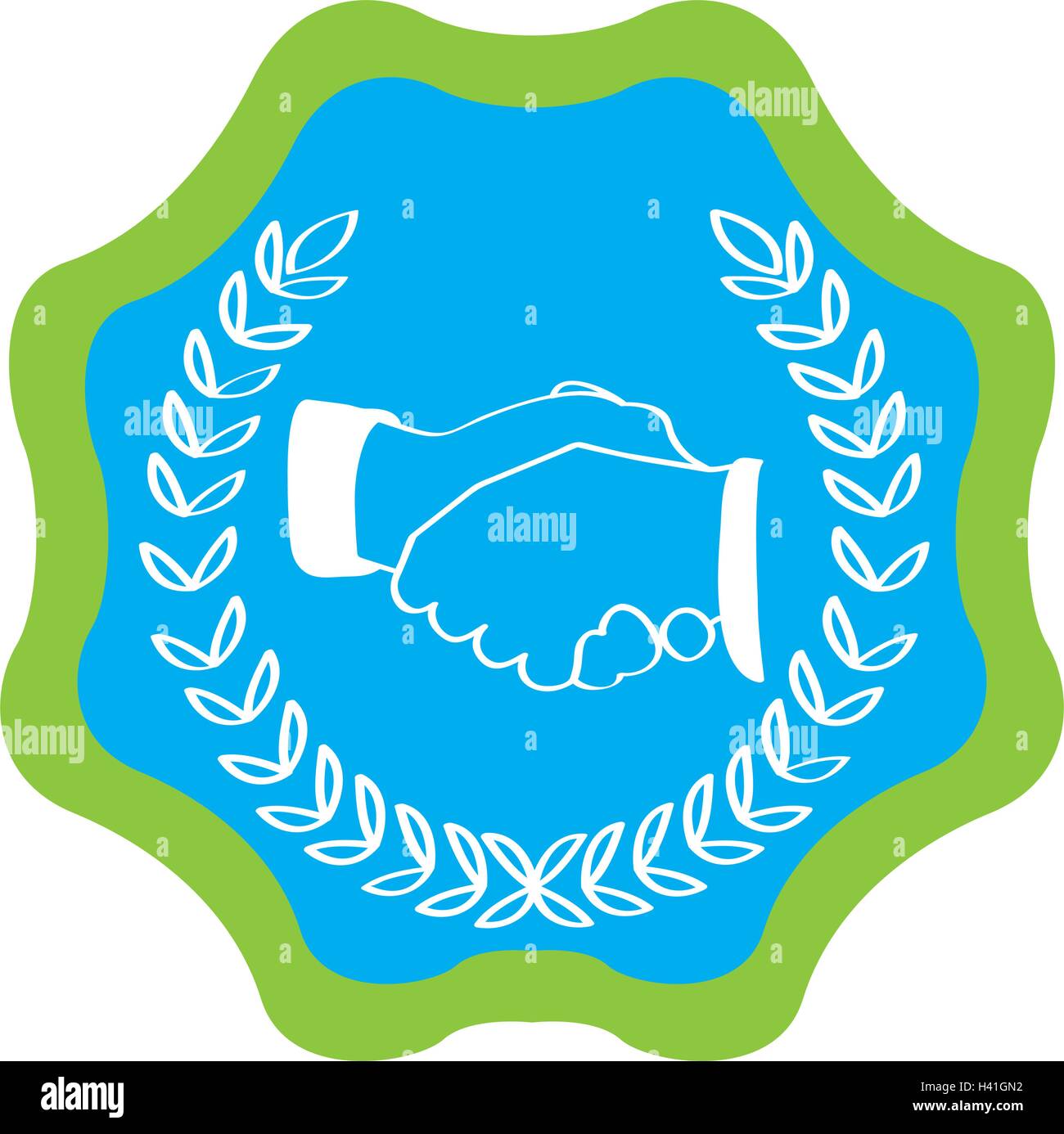 Isolated label with a silhouette of a handshaking. Peace vector