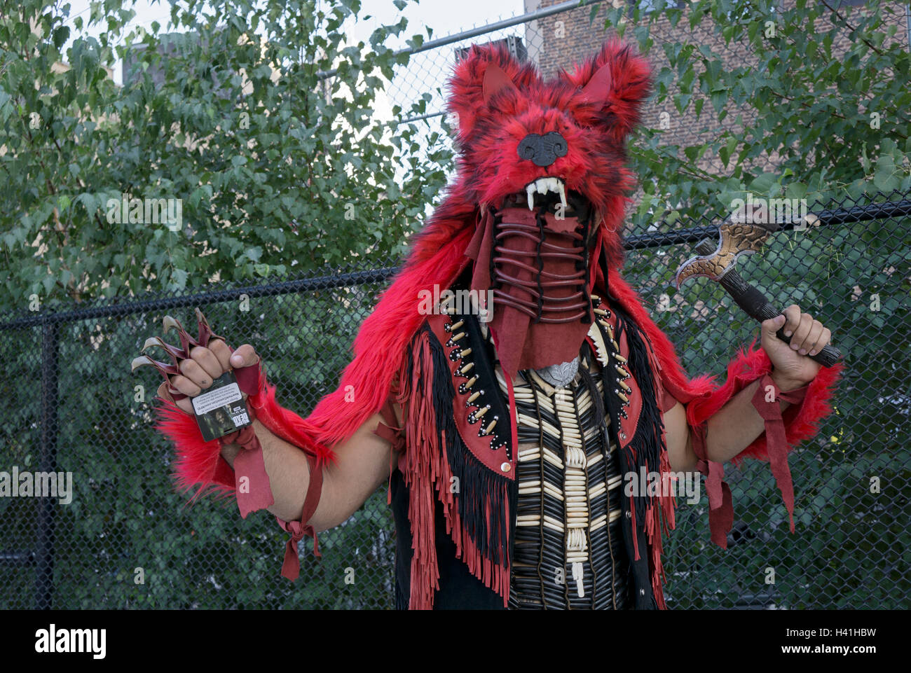 A man dressed as Marvel comics character Red Wolf at Comicon 2016 in Manhattan, New York City. Stock Photo
