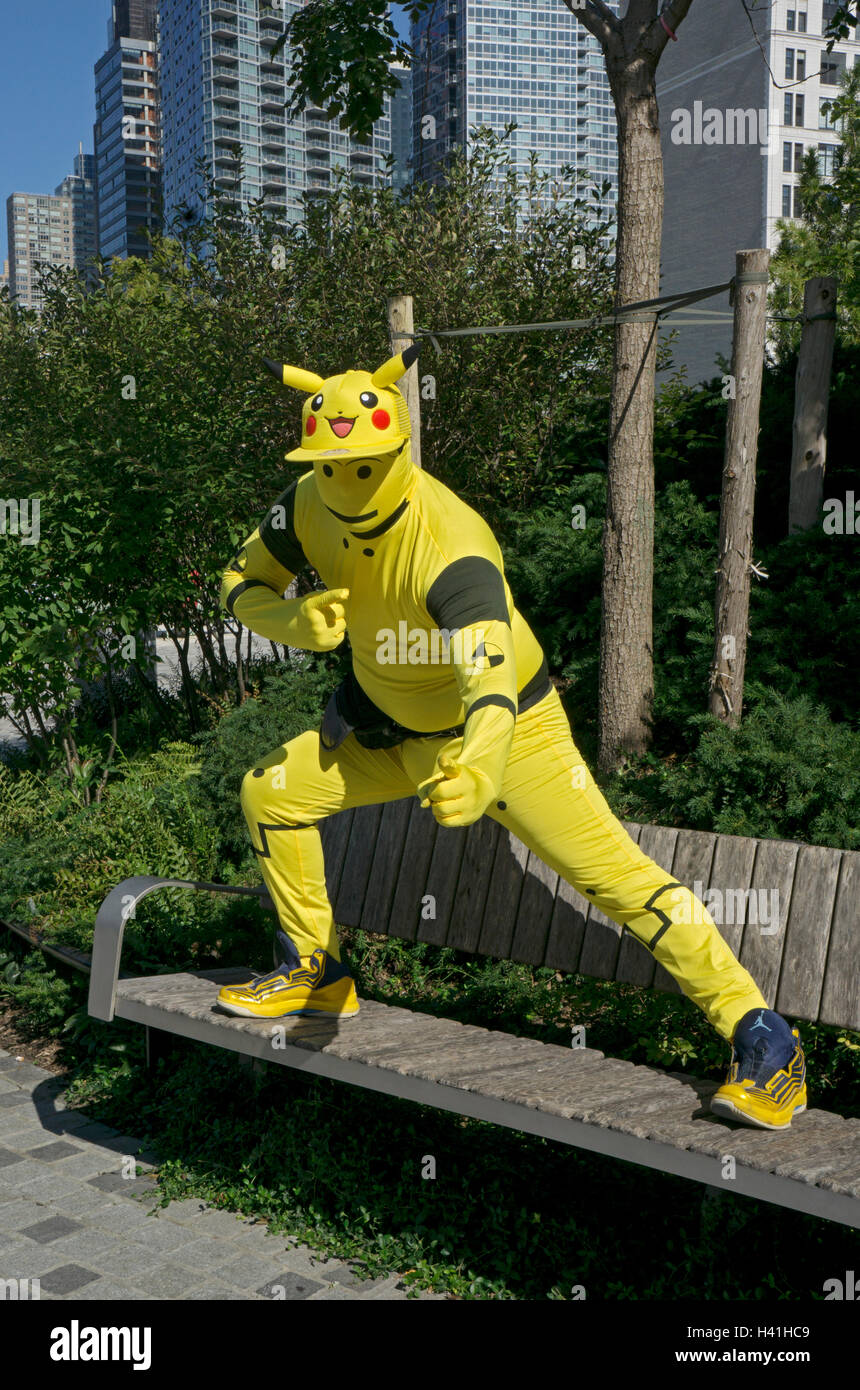 A 34 year old young man dressed as Pokemon at the 20166 COMICON in Manhattan, New York City. Stock Photo