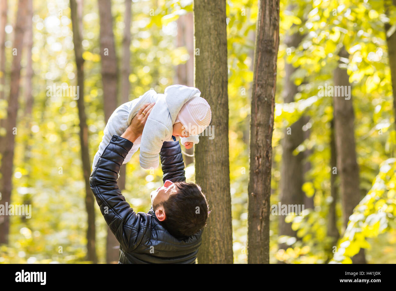 happy baby with his father outdoors Stock Photo - Alamy