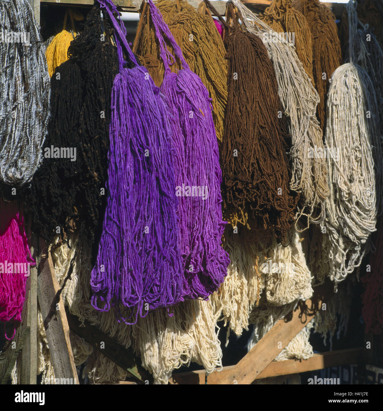 Chile, Chiloe island, Dalcahue, sales, wool, colours, differently, South America, region de off Lagos, cotton, economy, export article, product photography, market, commodity, outside Stock Photo