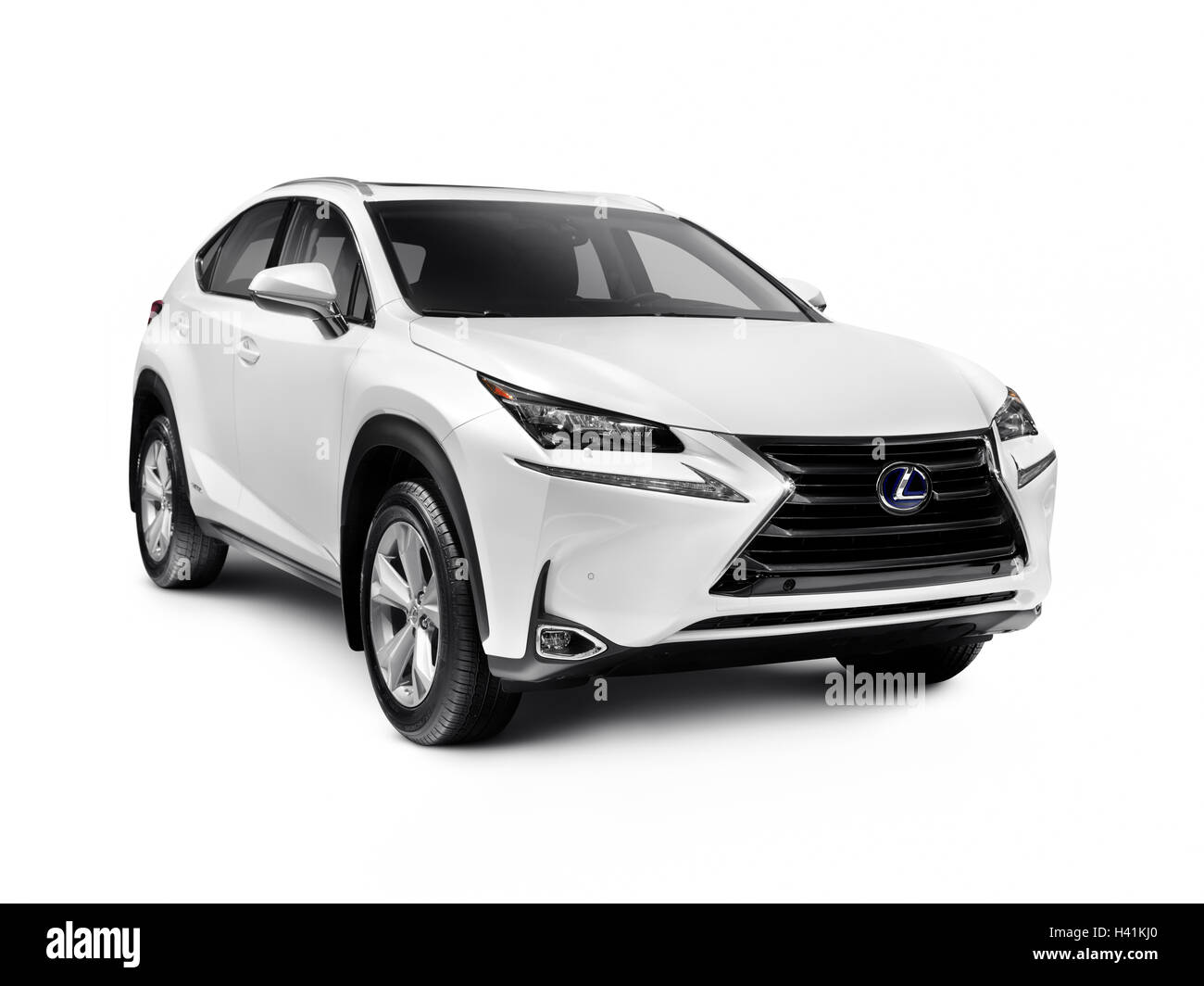 License available at MaximImages.com - White 2016 Lexus NX 300h SUV car mid-sized crossover vehicle isolated on white background Stock Photo