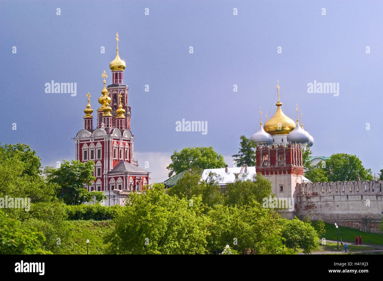 Russia, Moscow, new Jung's convent, Smolensker cathedral, Maria-passed away church, town, capital, cloister plant, cloister, churches, minsters, bulbous spires, steeples, architectural style, architecture, architecture, culture, faith, religion, place of Stock Photo