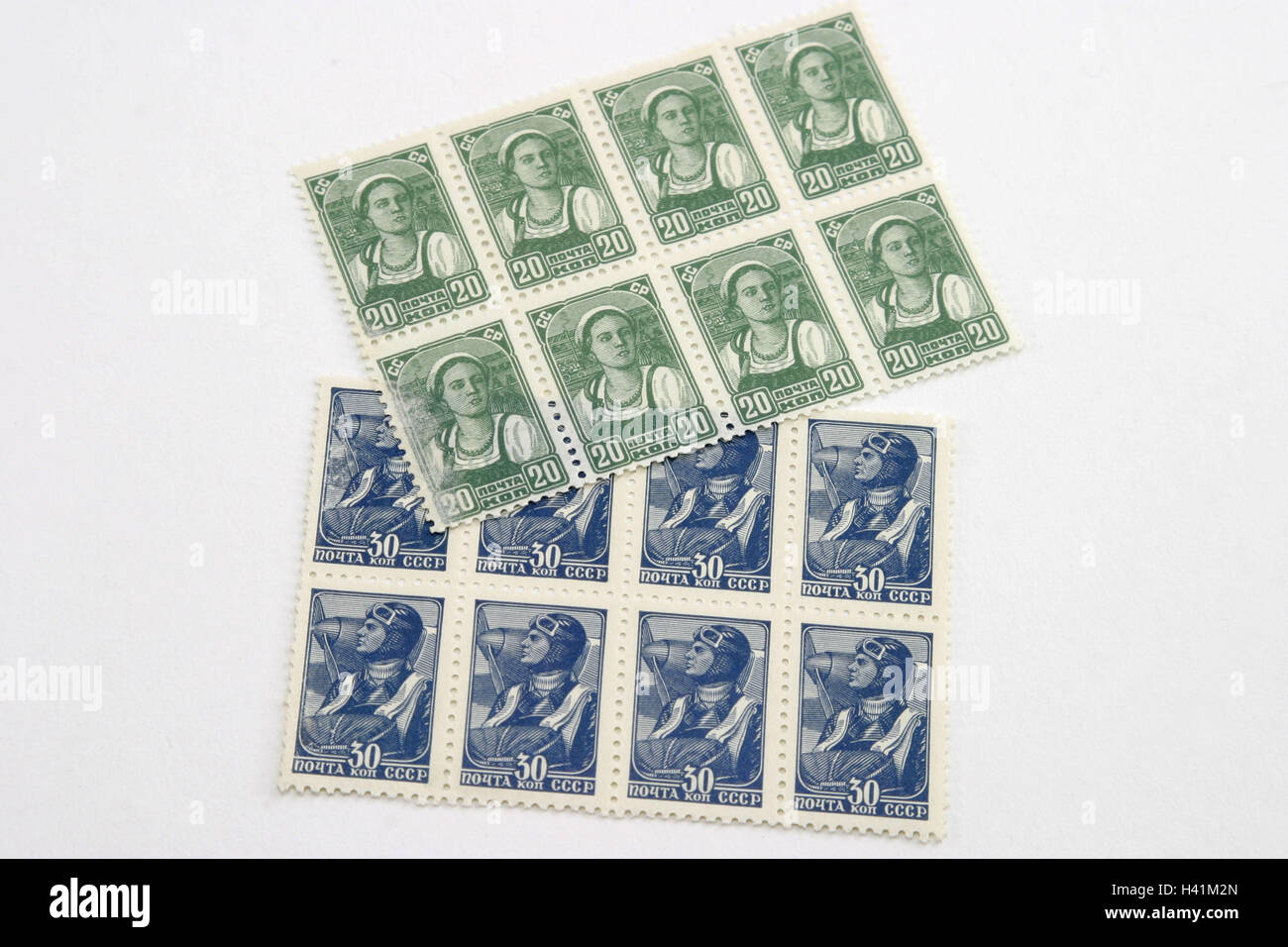 Sheets stamps collection, stamp collection, hobby, leisure activity, fascination, value, stamp, postage stamp, stamps, curves, two, differently, aneinanderhängend, product photography, Still life, studio Stock Photo