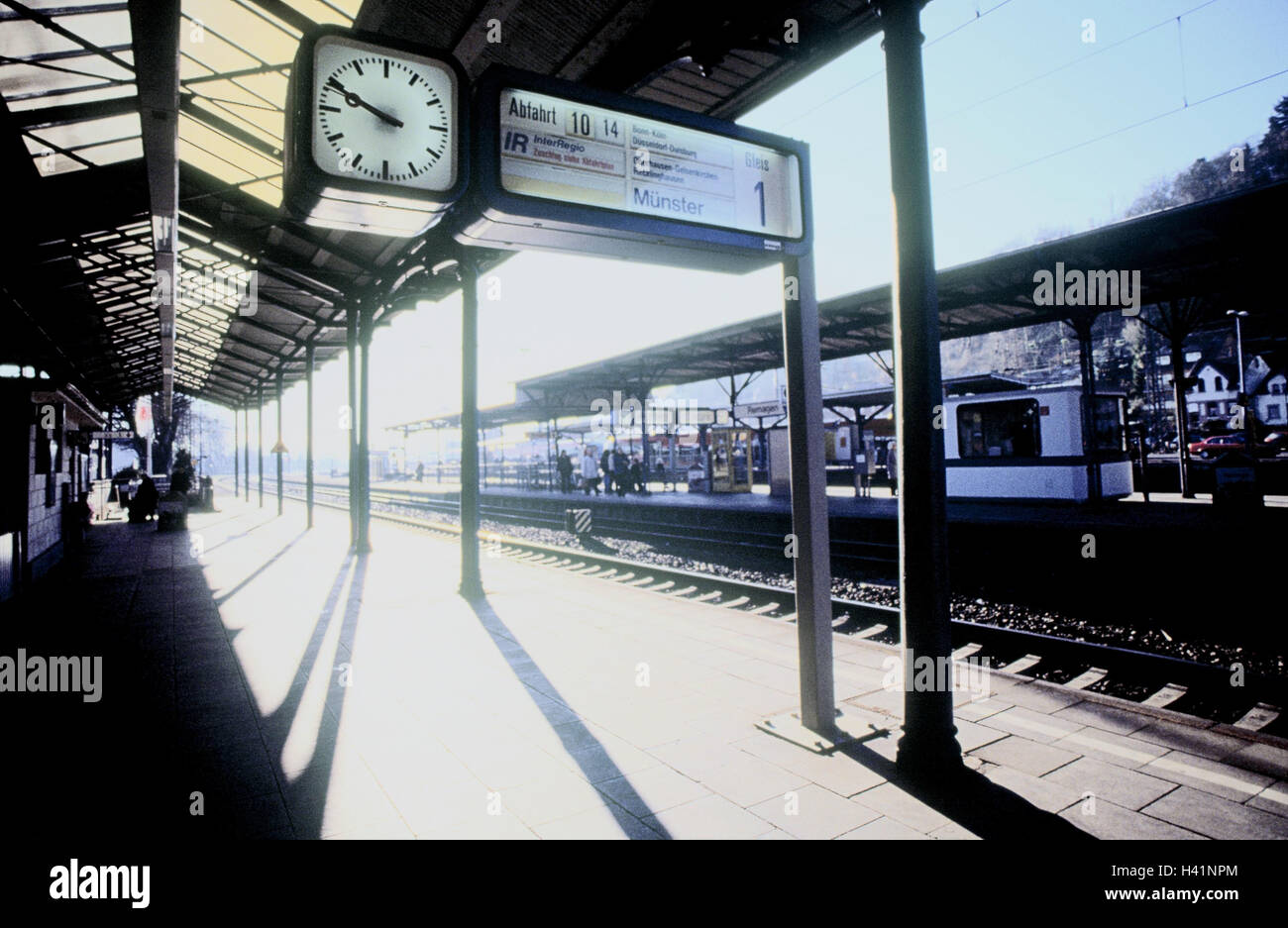 Railway station, detail, platforms, information, arrival, departure