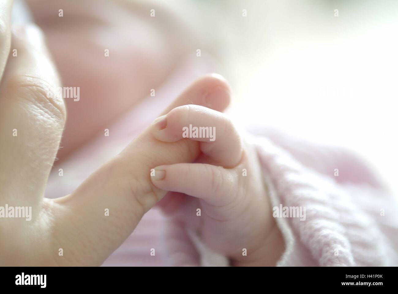 Mother, detail, fingers, baby, touch, Fuzziness Arisen, hand, life section, childhood, child, infant, newborn, 5 days, newborn, offspring, clings, affection, trust, concept, familiarity, Stock Photo