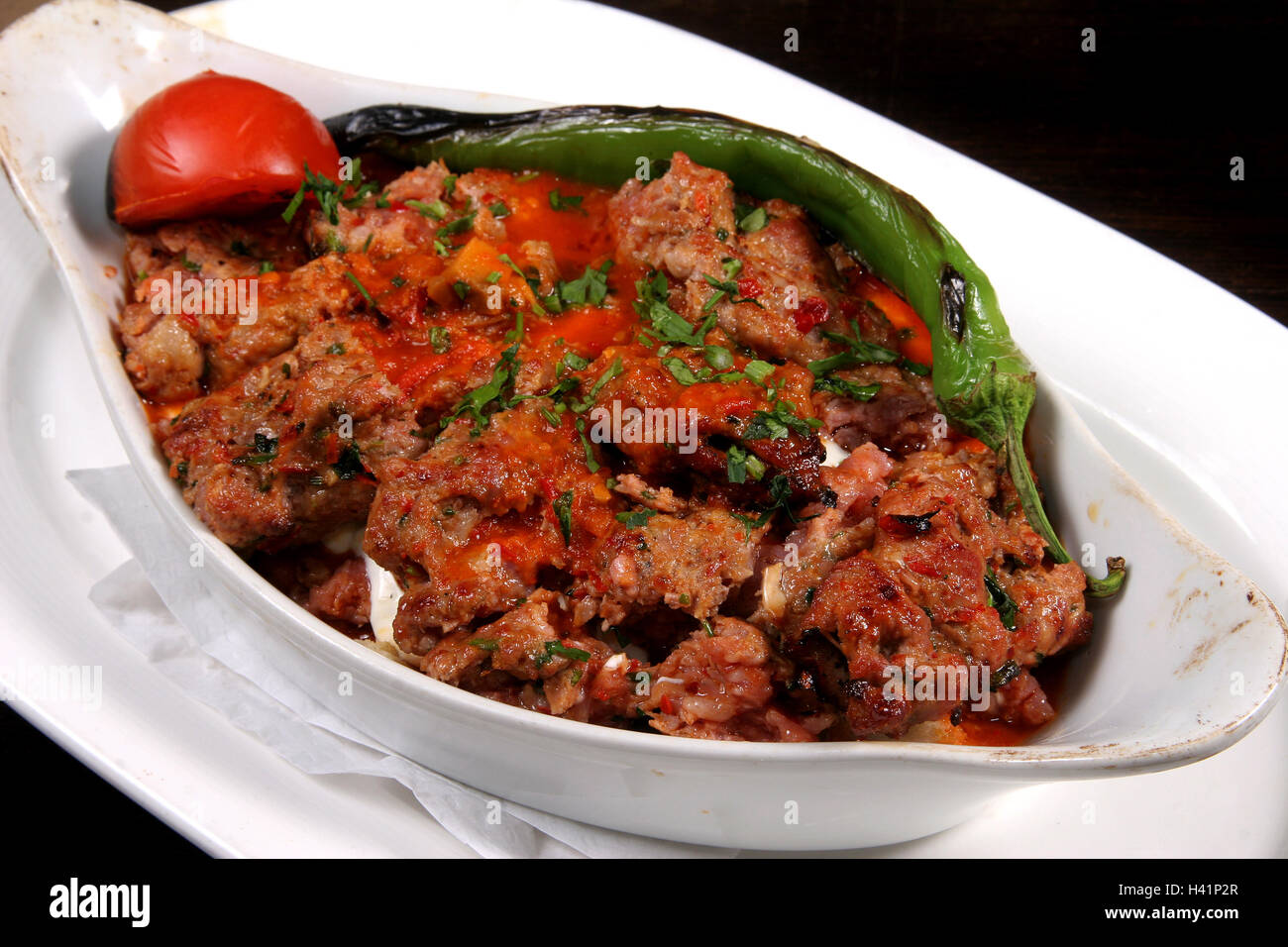 Kofte Kebab  with Tomato Sauce Stock Photo