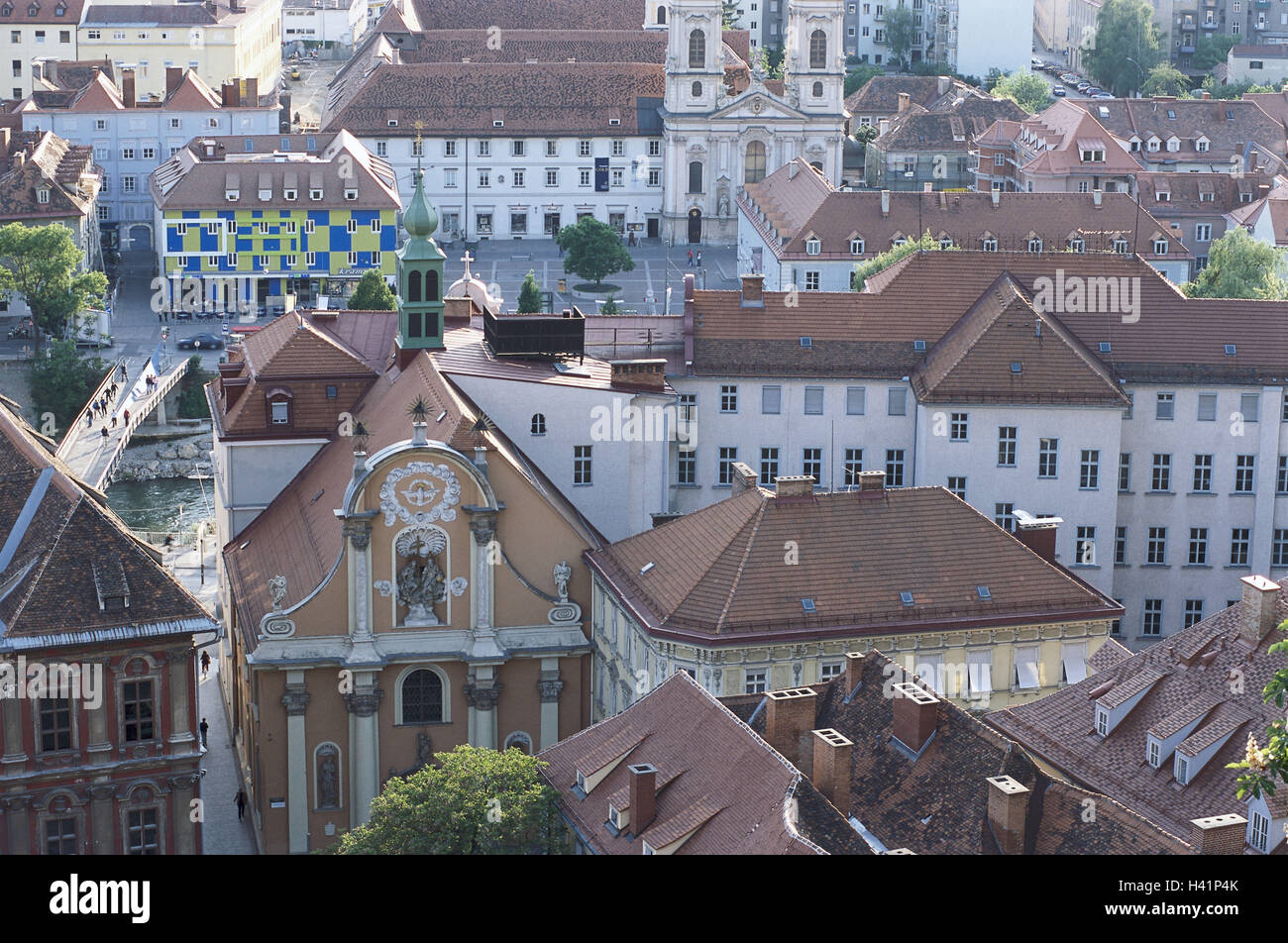Austria, Styria, Graz, town overview, detail, Europe, cultural capital ...