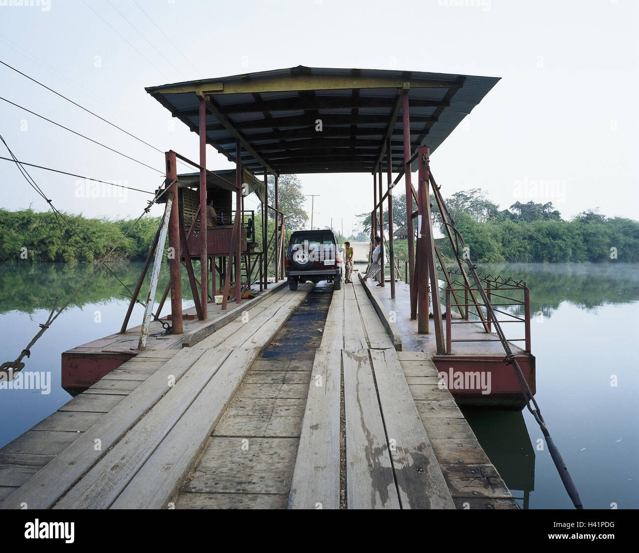 Belize, Cayo District, Belize River, ferry, Central America, river