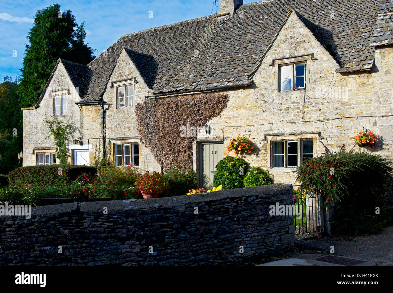 Cottages in the village of Bibury, Cotswolds, Gloucester, England UK