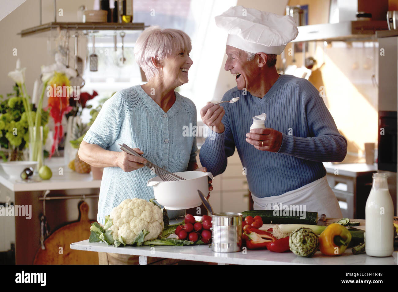 Cuisine, Senior couple, cook, together couple, senior citizens, old