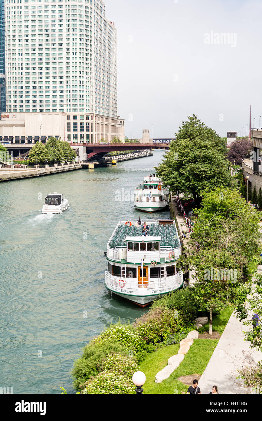 Ferry on the Chicago River Stock Photo - Alamy