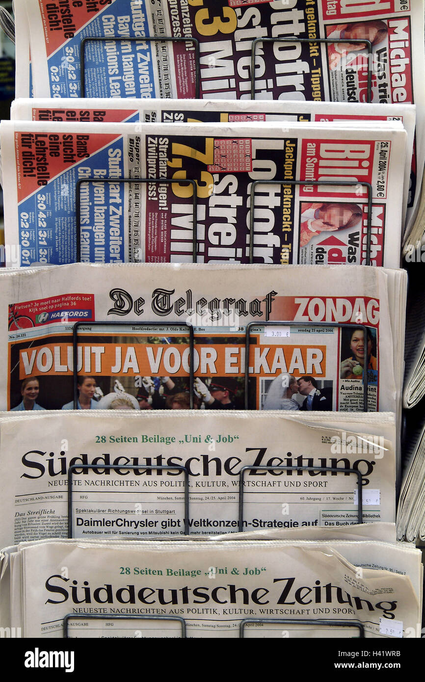 Newspaper stand, newspapers, differently, detail, sales, newspaper ...